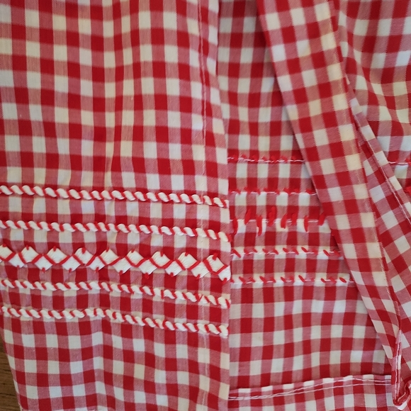 Vintage Red Gingham Apron- Crosstitch - Picture 3 of 4